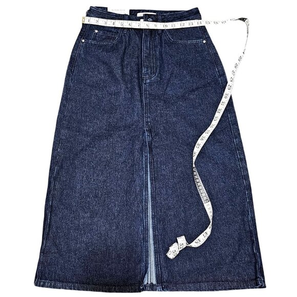 WeWoreWhat Denim Midi Skirt S Dark‎ Wash Cotton Blend Front & Back Pockets - Picture 9 of 11